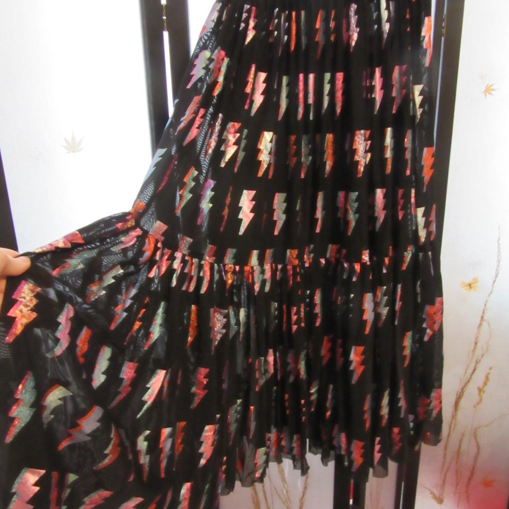 Blackmilk Ziggy Two Tier Sheer Midaxi Skirt Bowie Stardust Small Sold Out - Picture 7 of 15